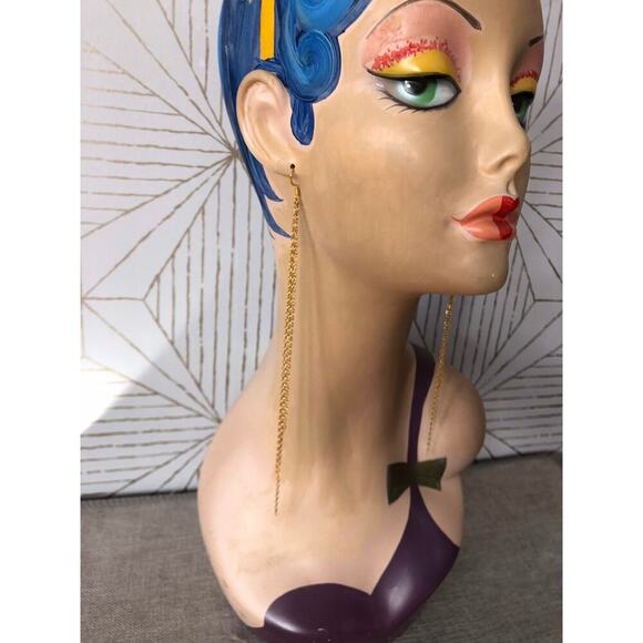 Artisan Handmade Extra long chain layered shoulder duster earrings - 7 inch - Picture 5 of 9